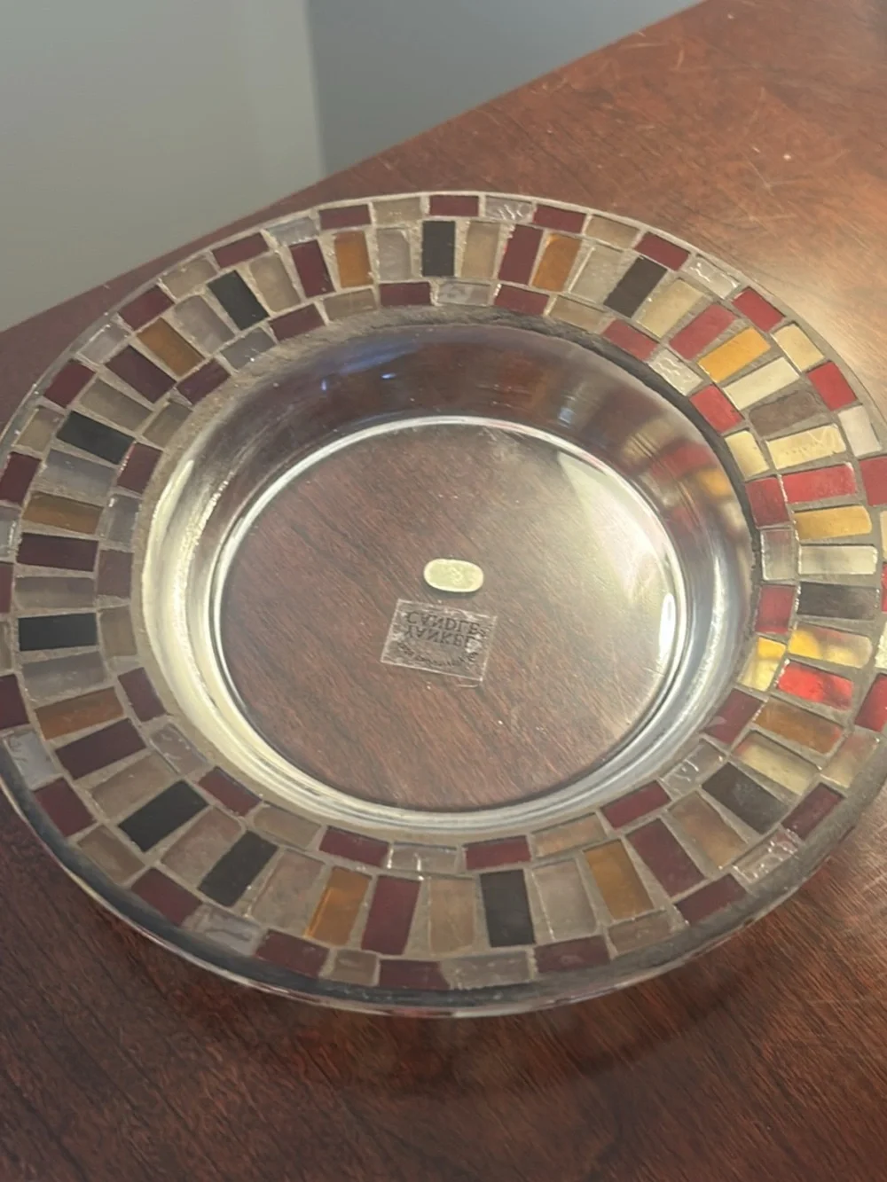 Decorative Mosaic Table Lamp Shade in Red and Gold